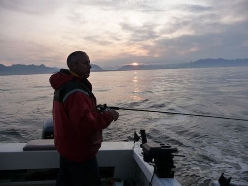Salmon Fishing in setting sun